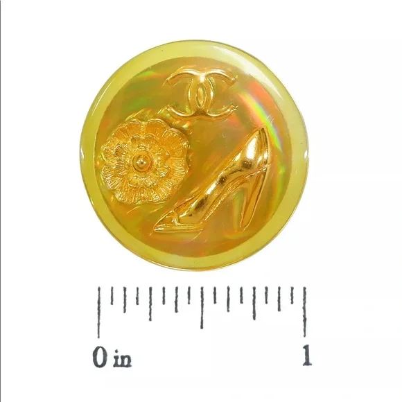 CHANEL Gold Plated CC Logos Vintage Round Earrings